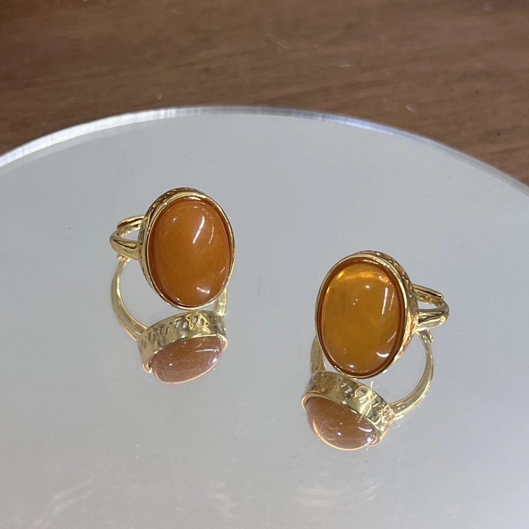 【惹惊鸿】DM1317蜜蜡老蜡大蛋面戒指多样性发一