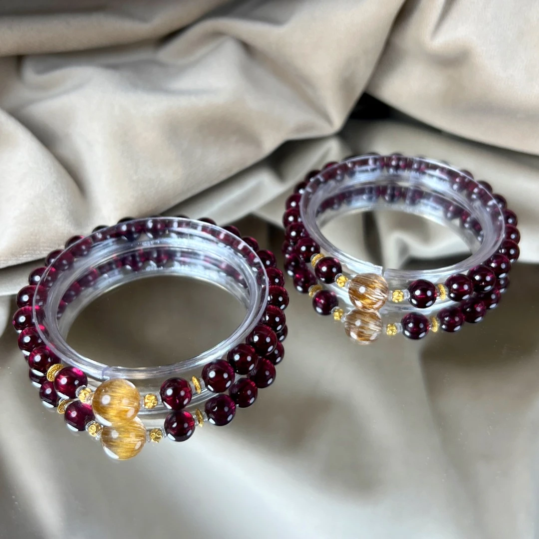 【长安花】DM0559石榴石铜发晶925银手链多样性发一