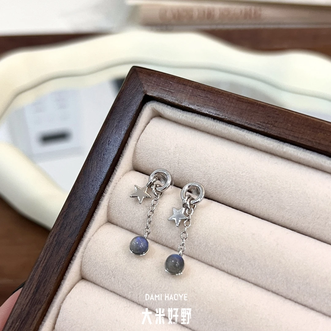 【灰月光耳钉】DM1534灰月光925银针多样性发一