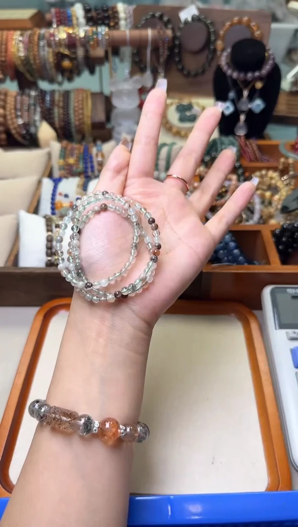 【闪购商品】水晶手链未镶嵌w77，绿幽灵三圈 多样性发一