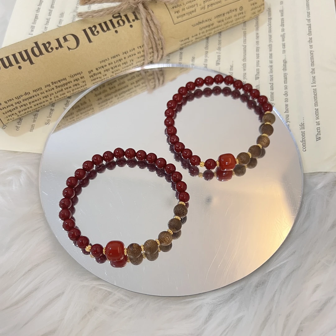 含辰砂工艺品【万里春】DM0917朱砂香香925银手链多样性发一