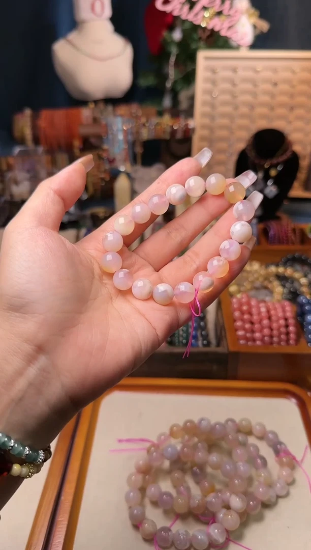 【闪购商品】玛瑙/玉髓手链未镶嵌w09，樱花玛瑙 多样性发一