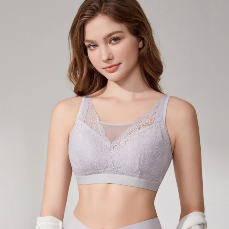 蕾丝抹胸义乳文胸无痕大码无钢圈柔软舒适透气内衣适配所有义乳