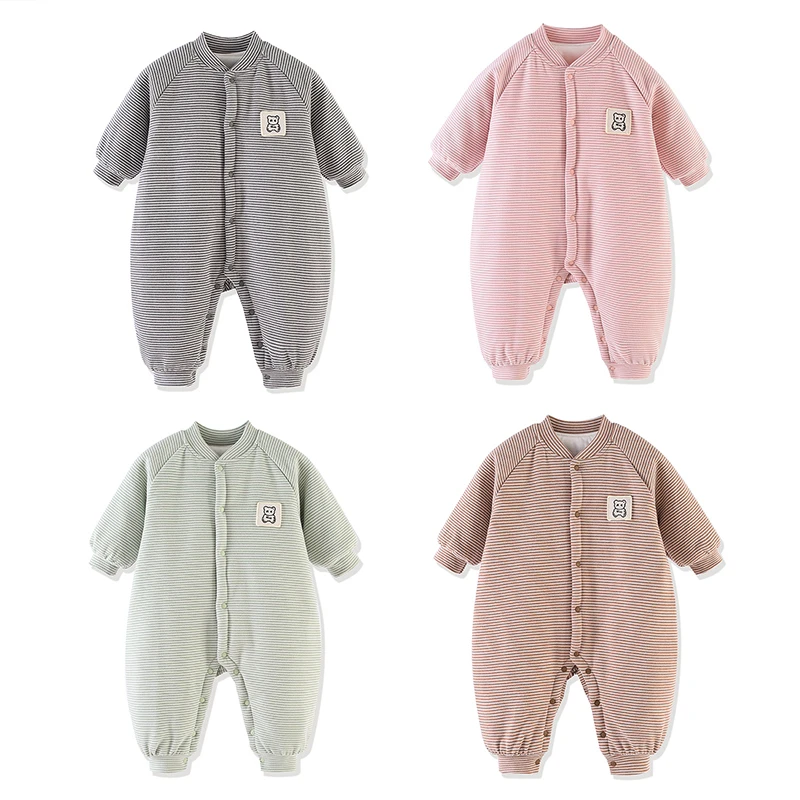 石墨烯棉服婴儿厚棉衣夹棉连体衣婴幼儿哈衣冬棉服保暖爬服ax