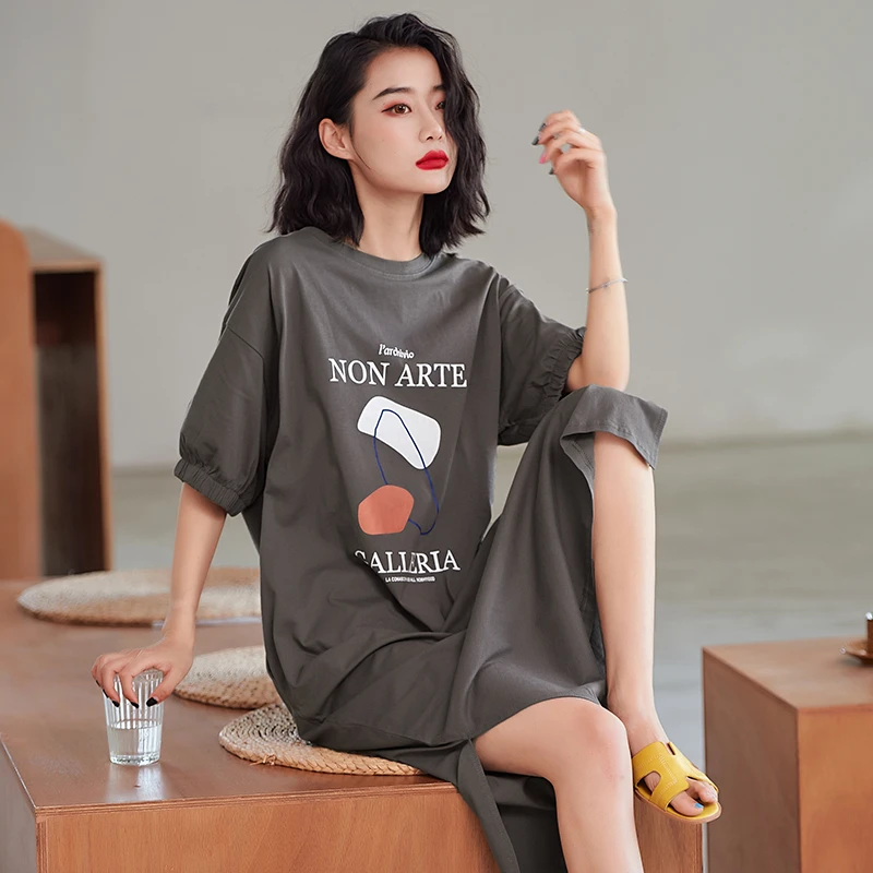 高个子更爱加长款纯棉睡裙女款100%全棉夏天薄款宽松休闲夏季睡衣