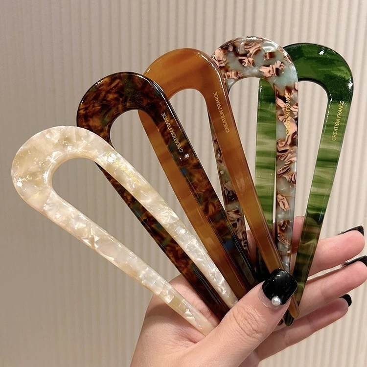 U型发簪女高级感古风新中式盘发发钗子头饰简约现代日常发张簪子