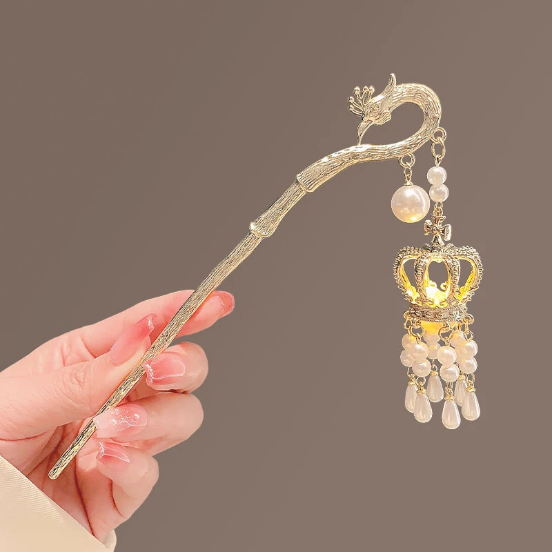 合金发饰会发光的流苏灯笼发簪子金属凉亭发髻中秋节西湖宫灯盘