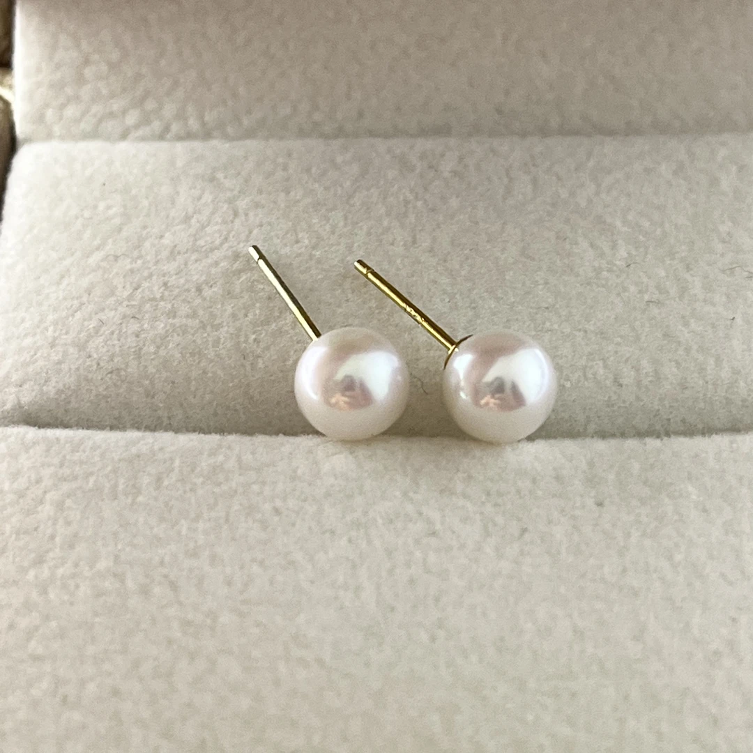 AK小灯泡极光珍珠耳钉6-7mm百搭时尚精致风