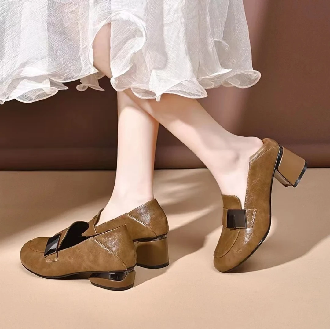 新款春季圆头女鞋百搭软底单鞋复古豆豆鞋A308