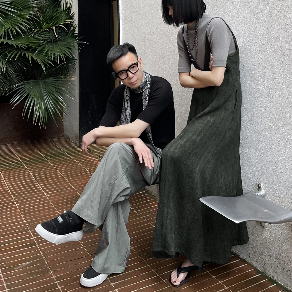 【青山晚】新款高级感背带裙气质休闲百搭吊带长款连衣裙LDQ2488