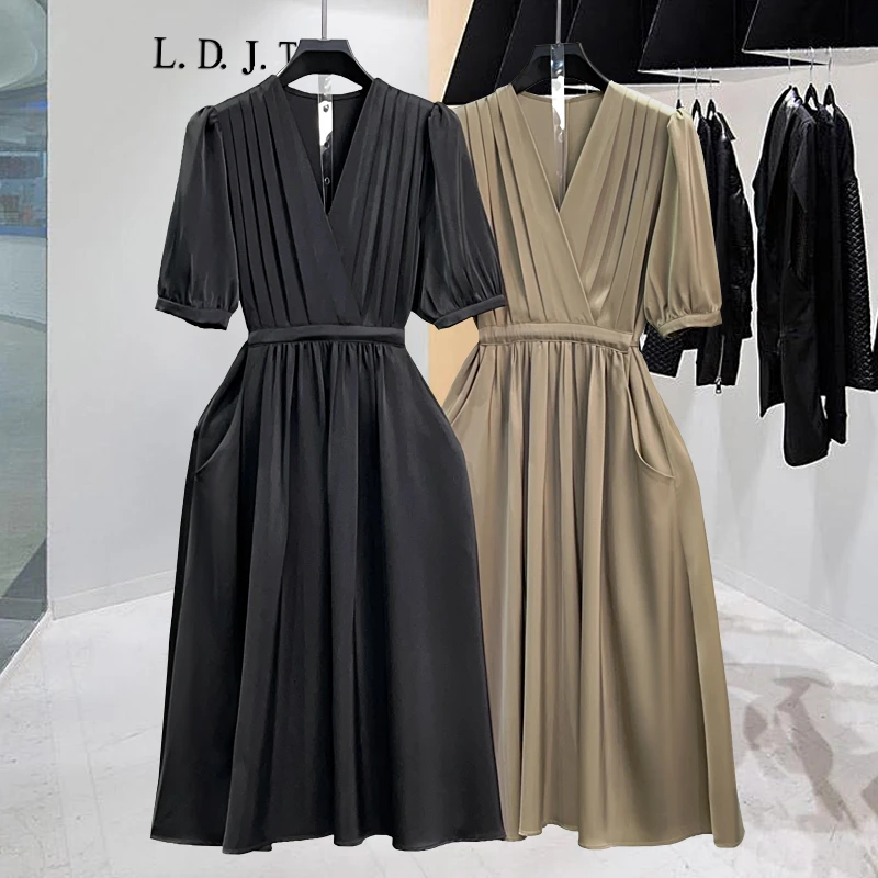 【伦敦推荐】高定典雅法式轻奢系带连衣裙女高级感气质收腰显瘦女