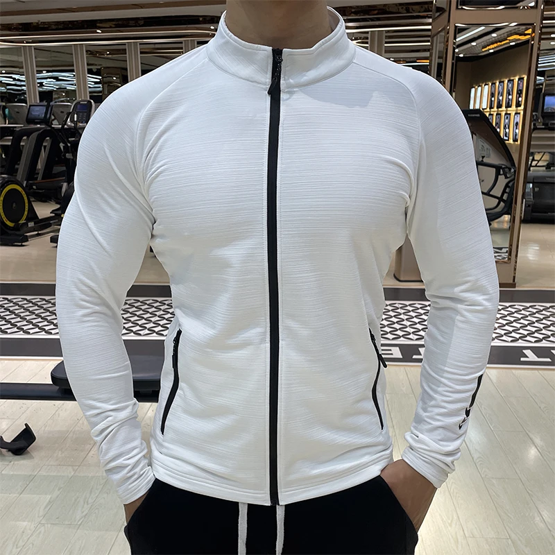 无帽运动外套男秋季透气弹力速干衣跑步健身训练长袖立领修身夹克