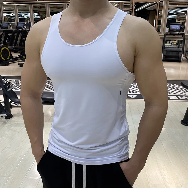 运动背心男薄款透气网孔弹力速干无袖跑步健身训练坎肩吊带打底衫