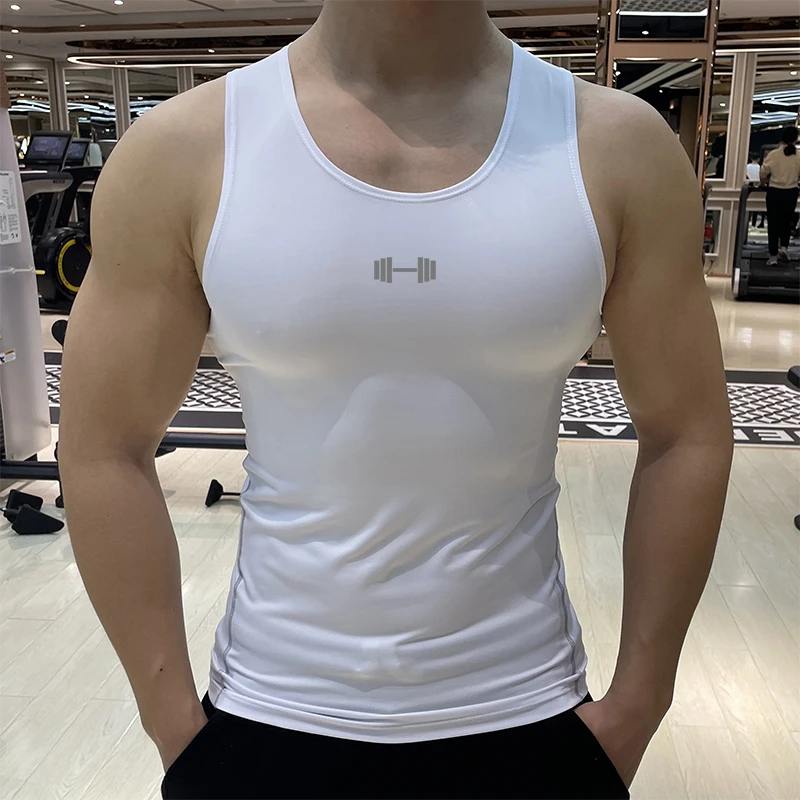 运动背心男紧身衣坎肩透气高弹力速干衣夏季薄款跑步训练健身衣