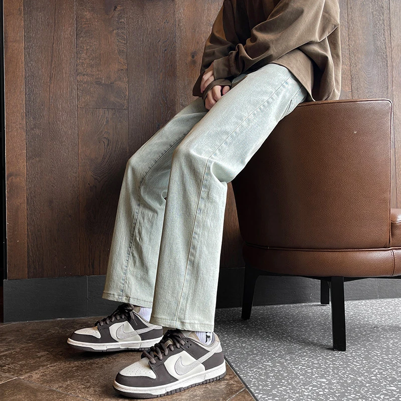 百搭宽松直筒九分牛仔裤男款小个子潮牌美式复古窄版显瘦阔腿裤子