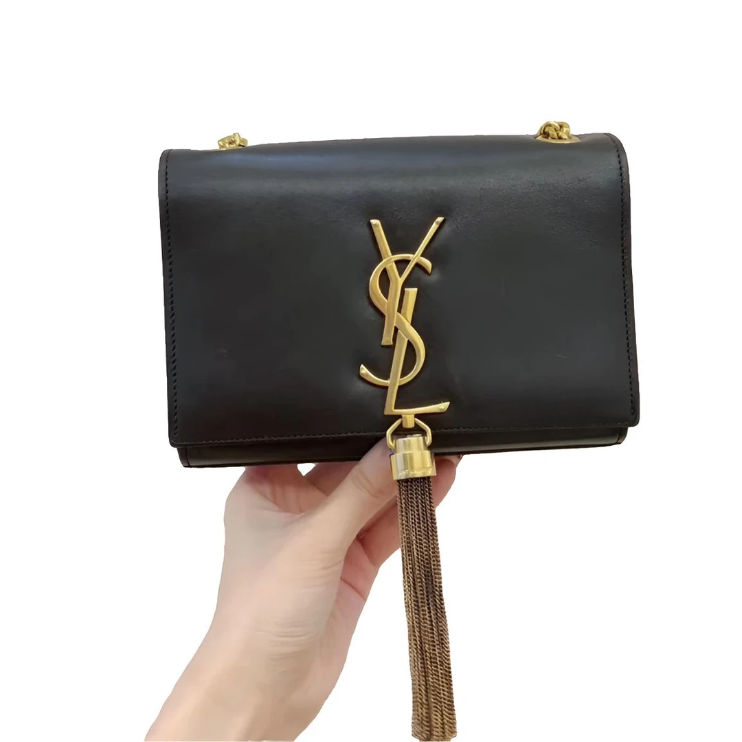 99新 YSL/圣罗兰 黑金流苏包小号单肩包腋下包斜挎包