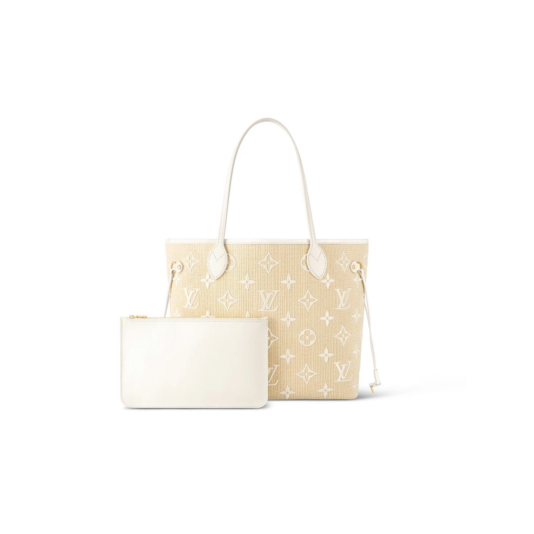 99新 LouisVuitton/路易威登 neverfull购物袋 芯片款带票白色
