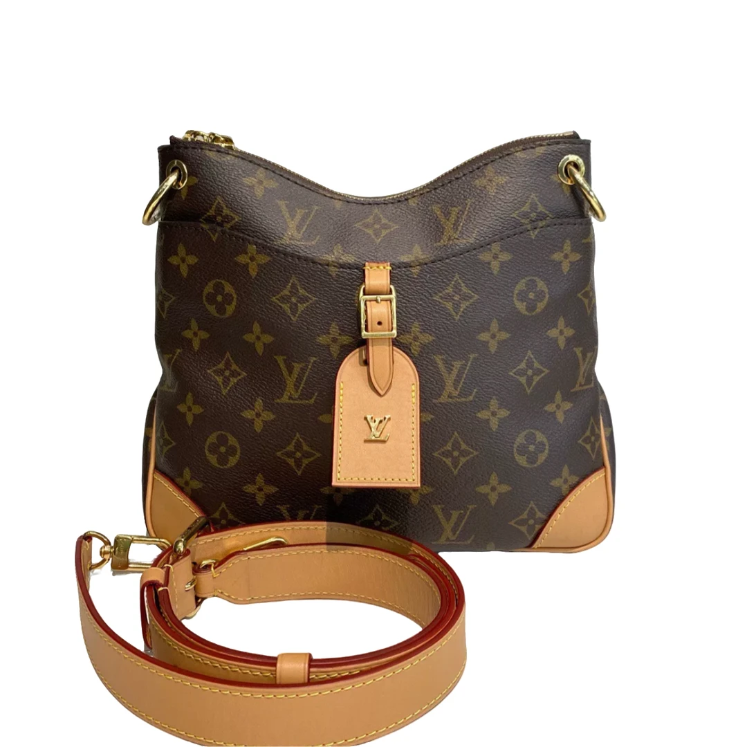 95新 LouisVuitton/路易威登 Odeon小号牛角包单肩包斜挎包芯片款