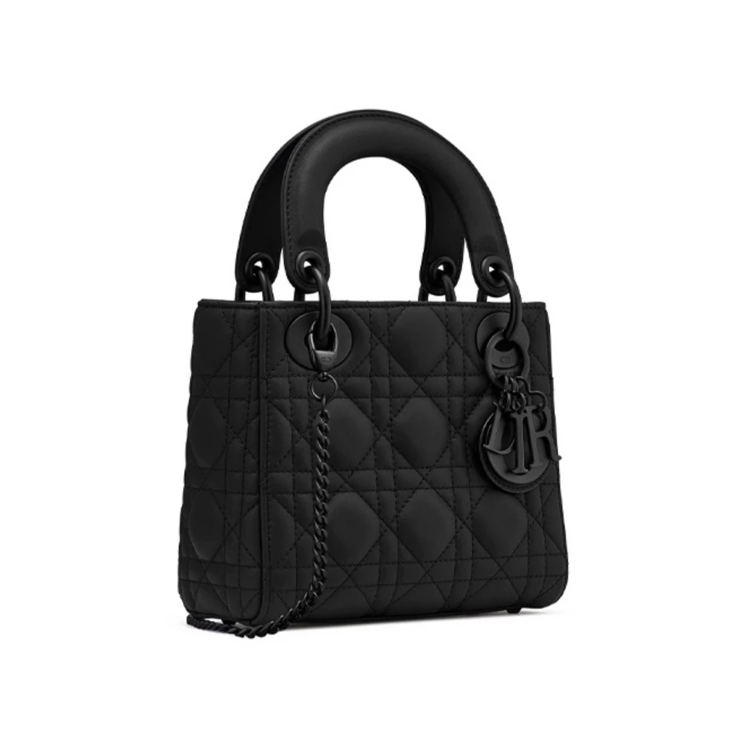 99新 DIOR/迪奥 戴妃四格磨砂黑单肩包斜挎包20年