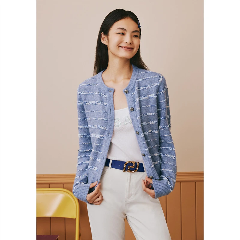 PSALTER诗篇时尚显瘦灯笼纱渐变毛秋冬针织开衫6C63306515