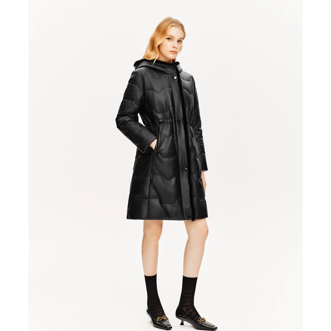 PSALTER诗篇冬季新款高级百搭显瘦保暖长款皮羽绒外套6C64509253