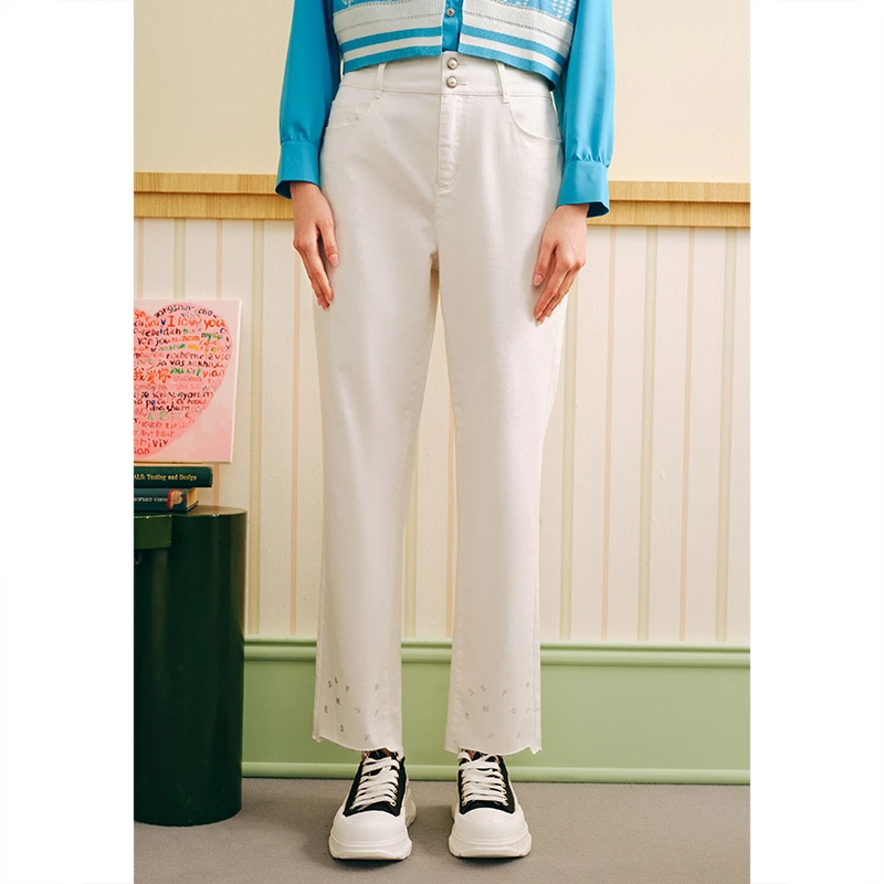 春夏时尚百搭高腰显瘦裤子宽松修身直筒九分裤牛仔裤6J53320090