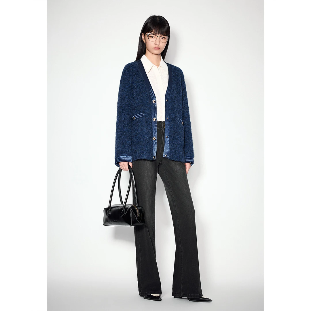 可颜 时尚复古休闲百搭开衫针织毛织显瘦小香风短外套AC34510180