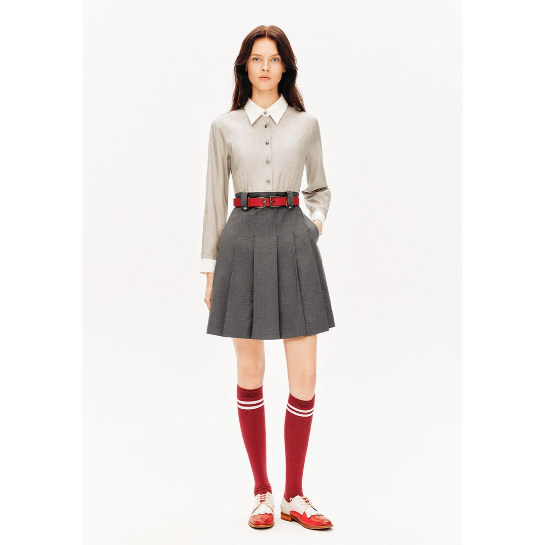 PSALTER诗篇 秋季新款学院风复古时髦拼接连衣裙6C34305270