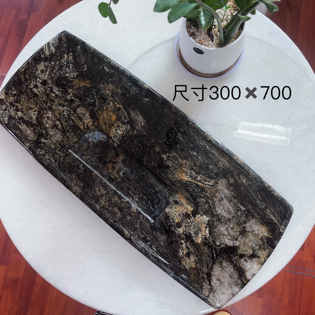 巴西铂金钻奢石流水湿泡台茶盘家用长方形功夫茶专用茶台摆件