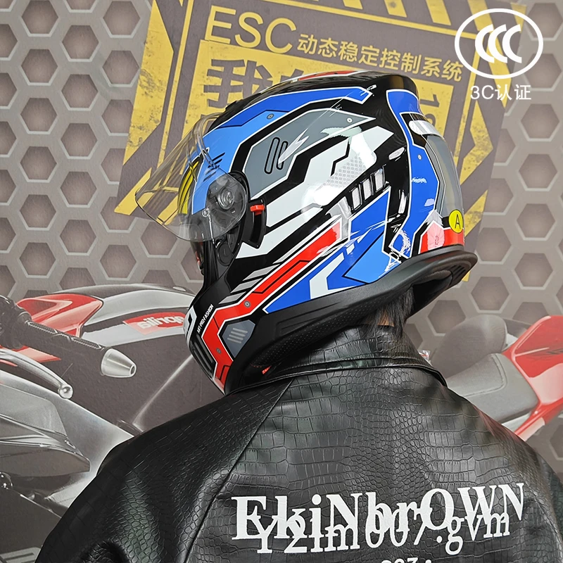 亚比雅A类新品蓝牙摩托车电瓶车保暖安全全盔全包头盔