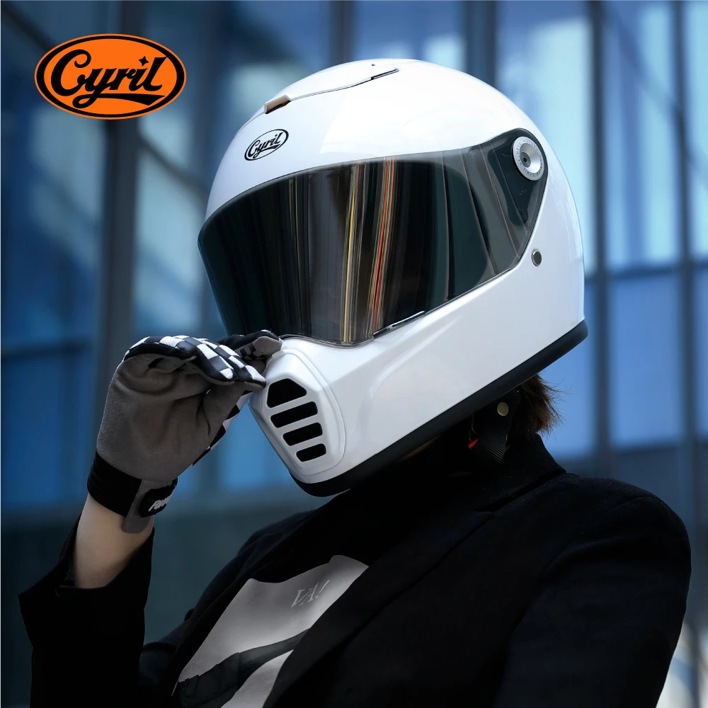 复古全盔摩托车头盔男夏季骑行巡航机车四季头盔