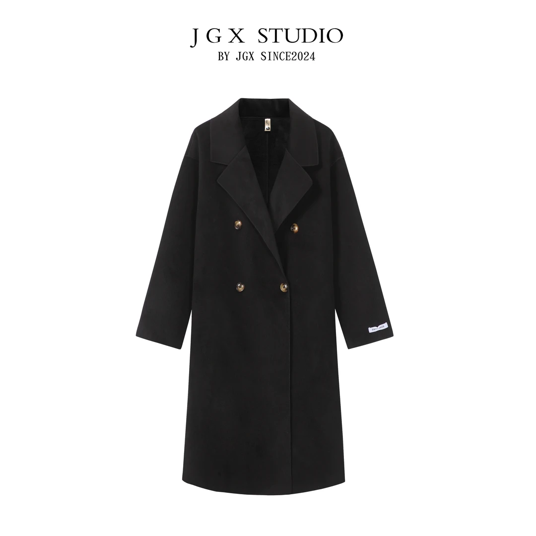冬季新款毛呢大衣外套显瘦气质四粒扣大衣百搭6001