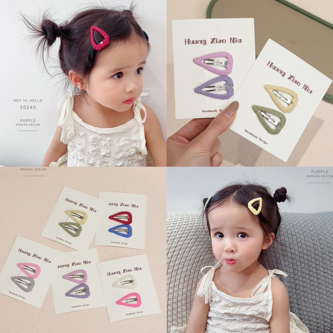 黄小妞韩国不锈钢儿童BB夹时尚凹造型女童边夹刘海夹裹布宝宝发夹