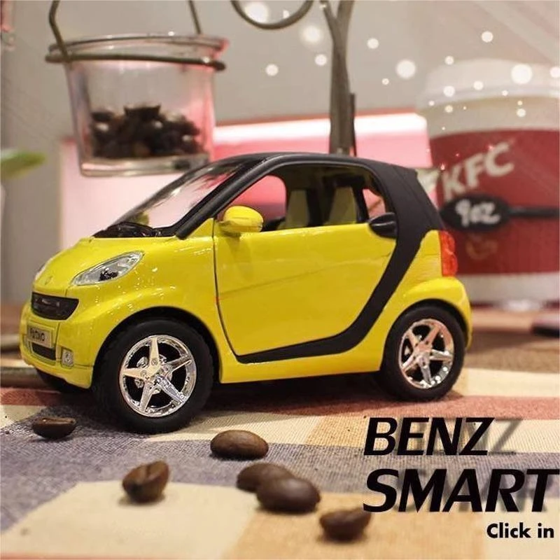 仿真宝马奔驰smart合金小汽车模型卡通儿童宝宝可爱礼物玩具小车