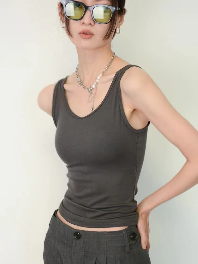 桑蚕丝基础纯色背心百搭外穿  10792