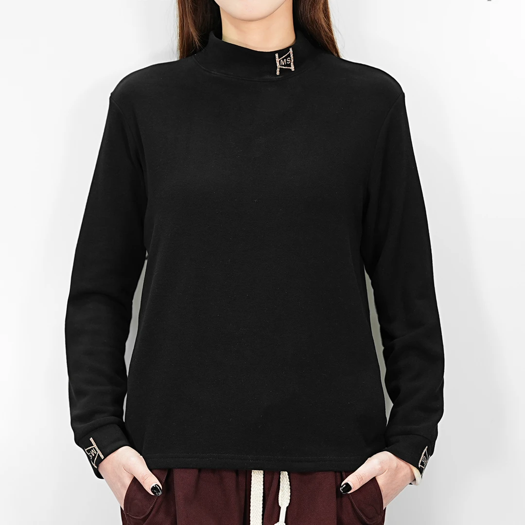 2024H·K美狮潮牌秋冬时尚百搭纯色半高领打底衫卫衣