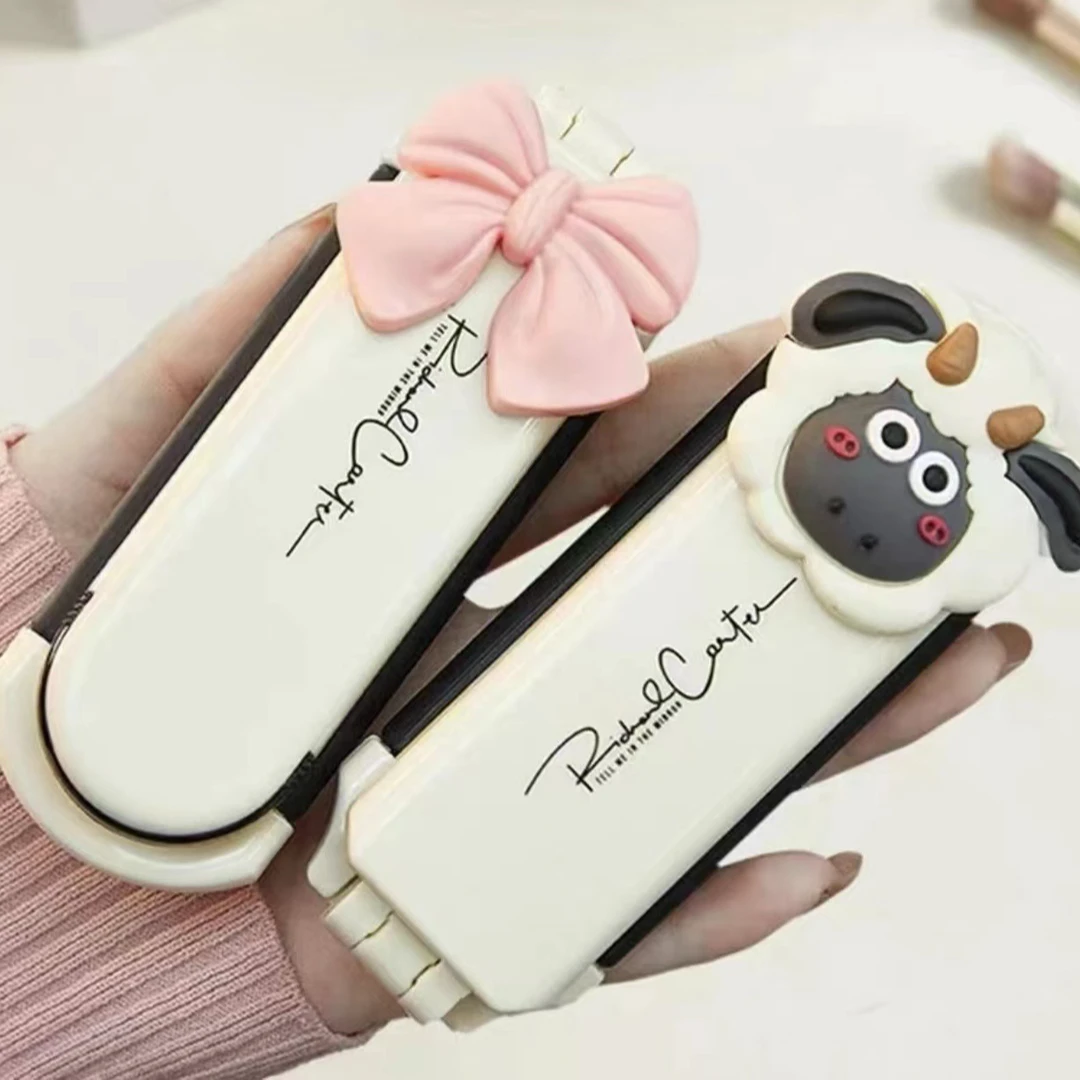 小梳子奶白色小羊便携随身迷你折叠气囊梳女士刘海专用折叠带镜子