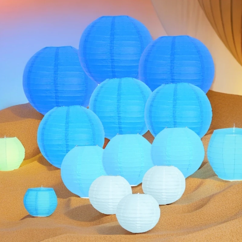 中秋渐变色纸灯笼灯谜套装