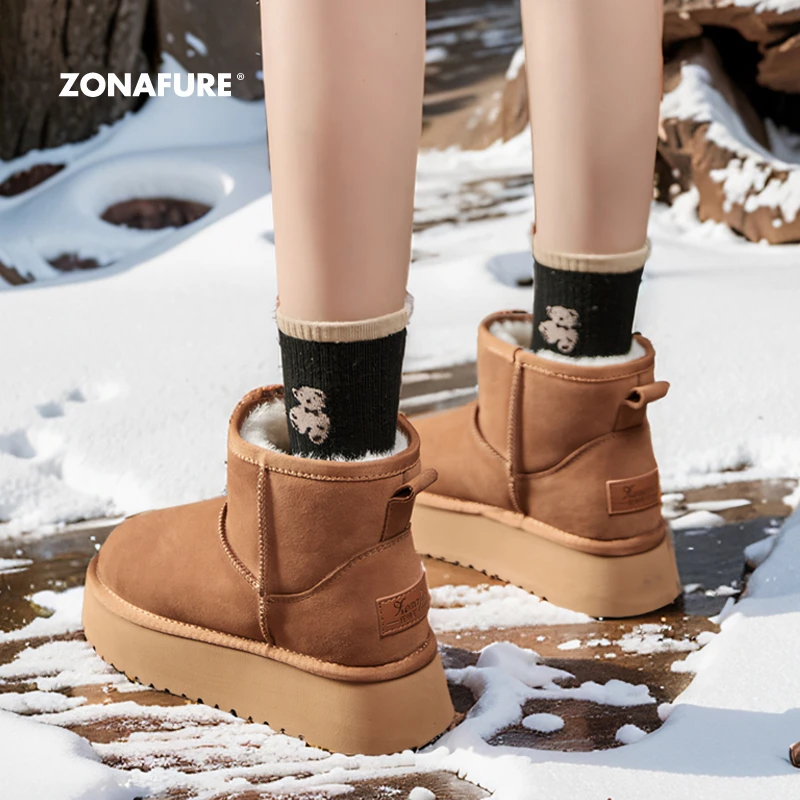 2025新款防水雪地靴女款冬季加绒加厚防滑厚底短筒面包鞋东北棉靴