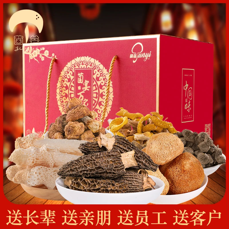 菌益 山珍干货礼盒 菌菇大礼包煲汤年货春节采购送礼大气团购批发