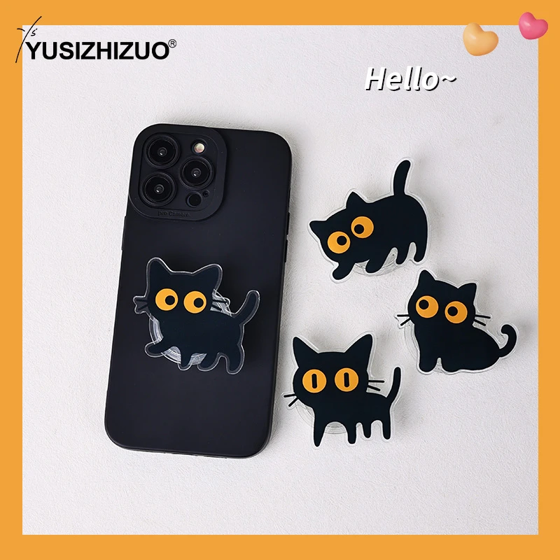 299ins黑猫手机支架可爱卡通便携手机壳粘贴背贴支撑架气囊创意