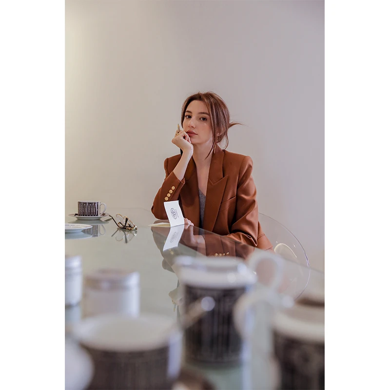 YEVACHAO 经典双排扣羊毛西装外套