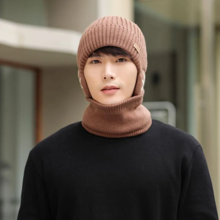 男女同款冬季帽子加厚保暖包头护耳帽户外休闲针织毛线帽骑车帽