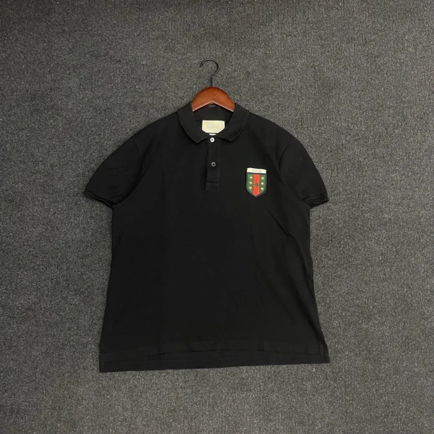 Gucci古驰/盾牌刺绣polo衫/98新/尺码XL/公价6K