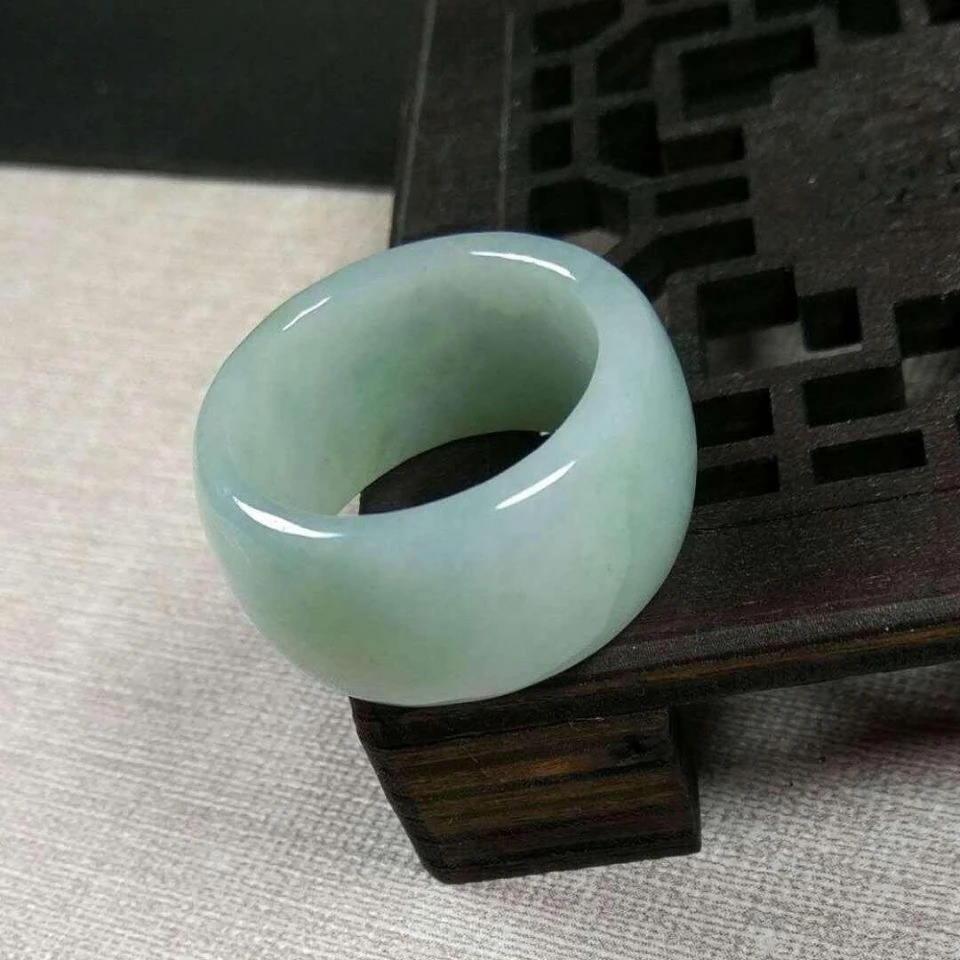 缅甸天然翡翠A货玉扳指粗宝石玉戒指指环男女宽版霸气食中指尾戒
