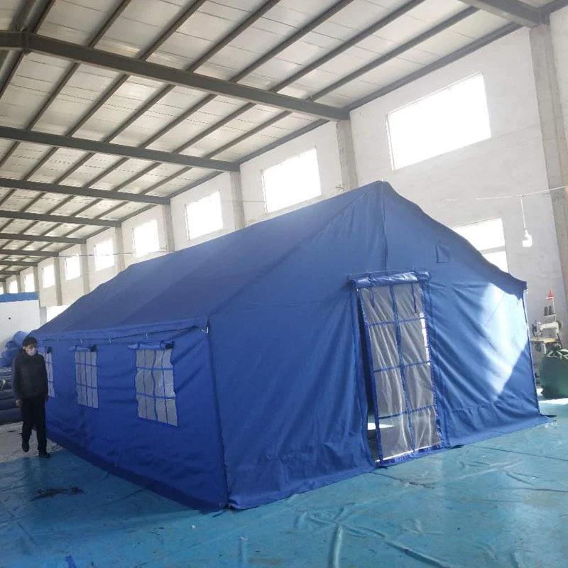 定制有佳36平救灾单棉帐篷保暖抗风救灾安置帐篷牛津布蓝色帐篷