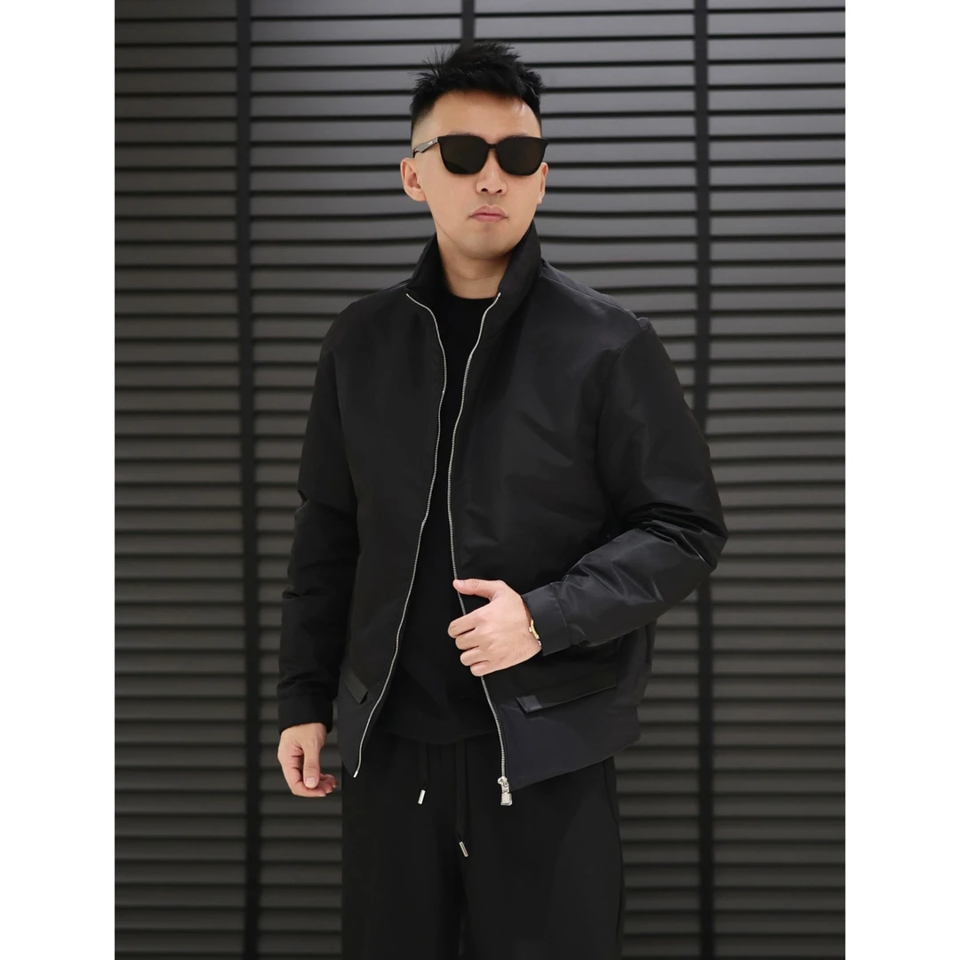 高奢AB面拼接骆驼绒*鹅绒羽绒服*冬季高级简约拼皮羽绒服 7613