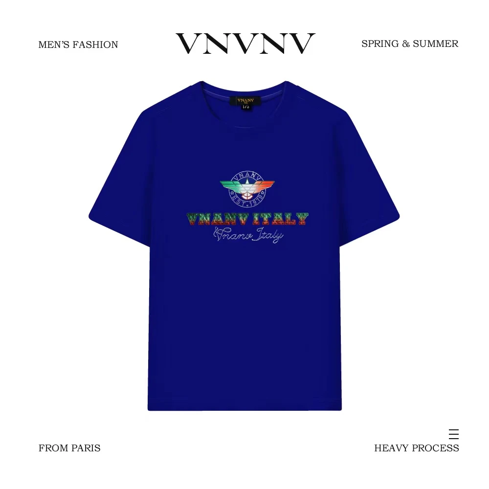 2025夏季欧货品牌轻奢时尚百搭烫钻字母圆领短袖男T恤【福利款】