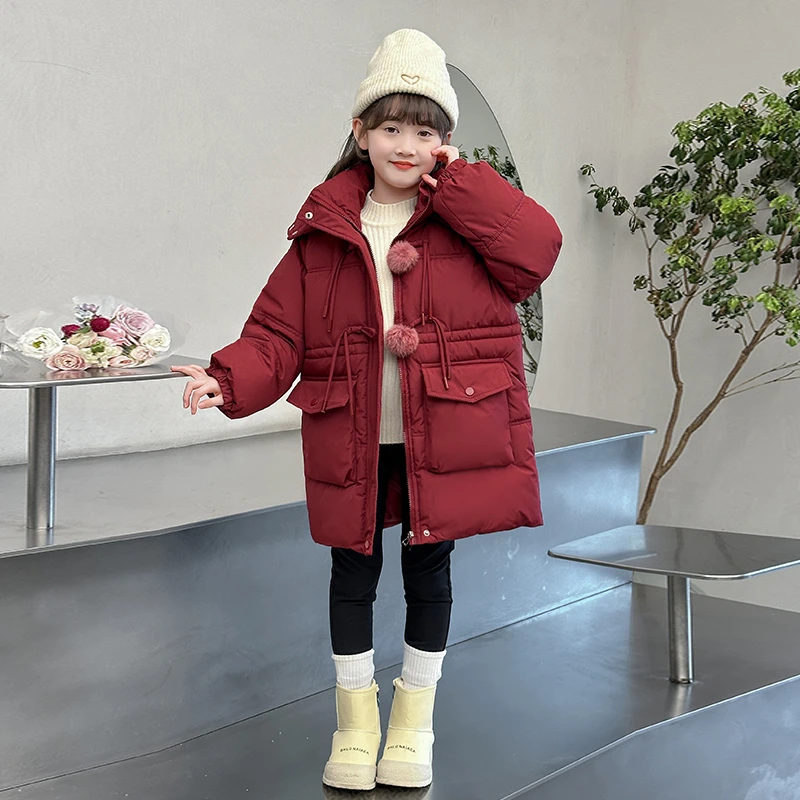 女童棉衣2024新款洋气中大童冬装外套儿童加厚长款棉服女孩秋冬款