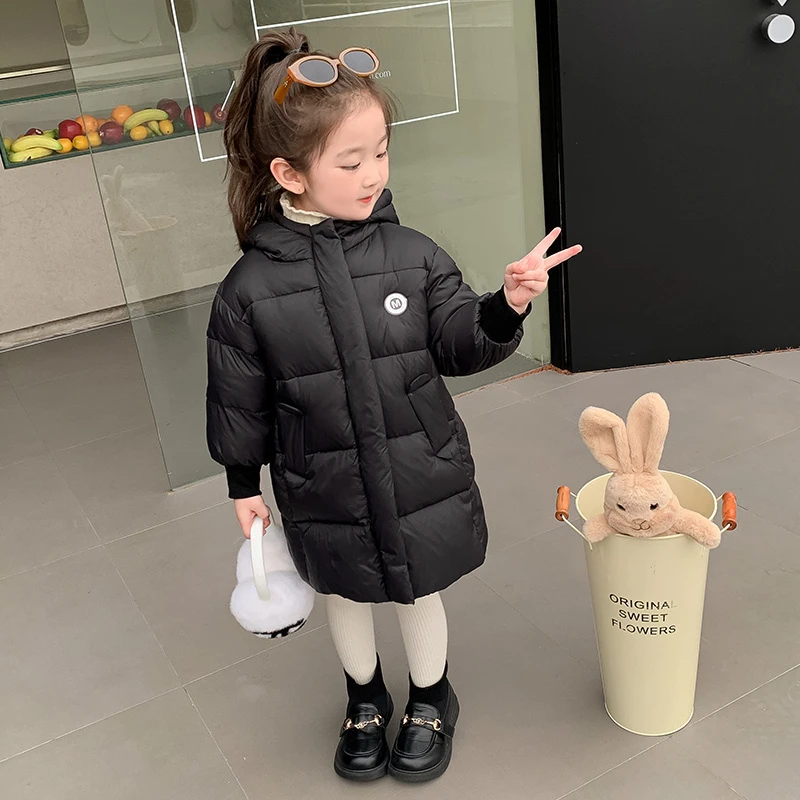 女童羽绒服秋冬季2024新款洋气儿童白鸭绒加厚保暖中长款冬装外套